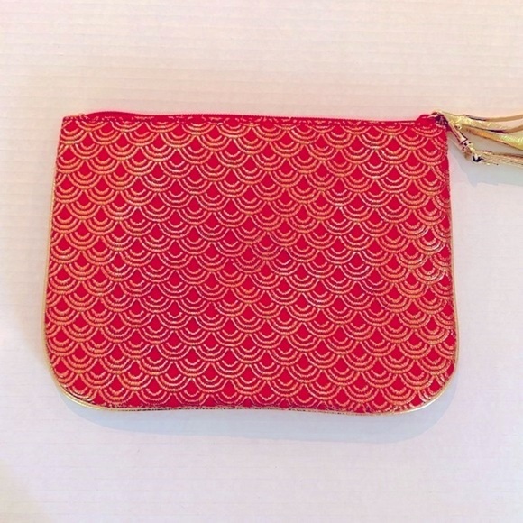 Stephanie Johnson Brocade Makeup Cosmetic Bag Women's 9" Red‎ Gold Tassel NWOT - Picture 5 of 5